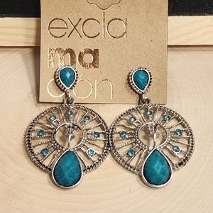 exclamacion Earrings/ Silver and Blue/Women's/ NWT
